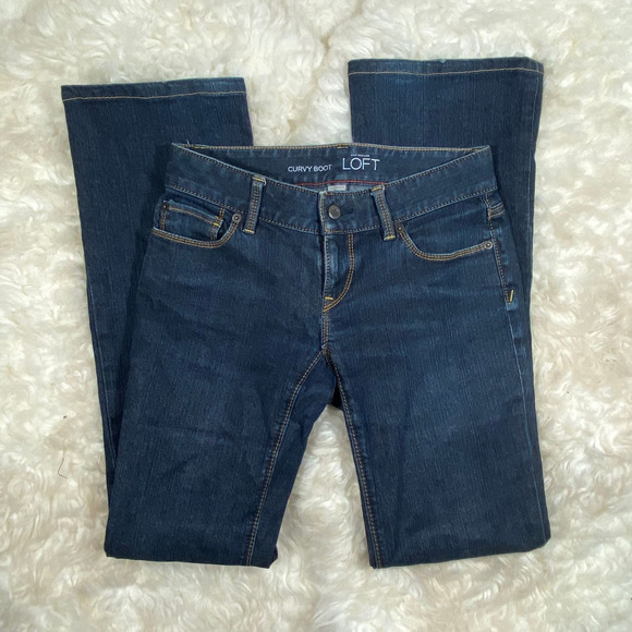 Ann Taylor LOFT Woman's Curvy Boot Dark Wash Jeans Sz 0 - Picture 3 of 7